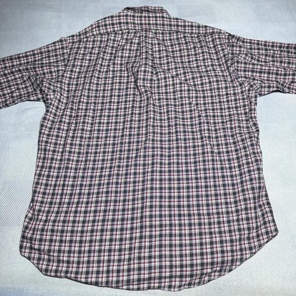 Ralph Lauren Red Plaid Button Down‎ Blake Cotton Shirt Men's Size Large